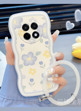 适用一加ace5手机壳ace5pro新款ace3蓝色3v花朵ins风2v波浪边2pro透明竞速版硅胶13手腕带13t防摔12创意小众