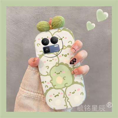 适用realme真我GT8手机壳gt7pro/gt6竞速版gt大师探索版gt5新款neo7透明neo7x可爱neo7se绿色gtneo6se蝴蝶结3