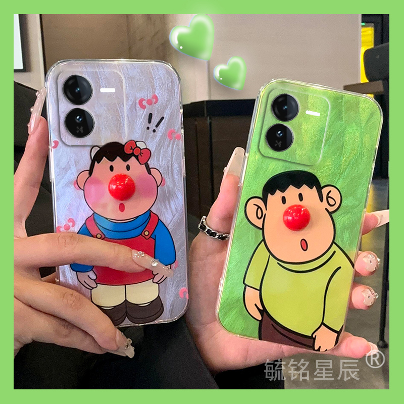 新款绿色蝴蝶结胖虎适用vivoiQOOZ9手机壳Z8可爱Z7立体Z6透明Z9Turbo硅胶的Z5羽纱Z7i镭射ins风Z3创意Z1女款x