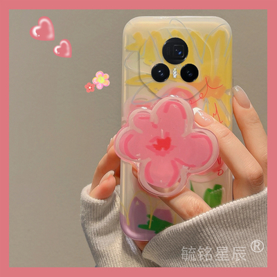 适用华为荣耀magicvflip折叠屏手机壳magicv3油画vs3折叠款vs2翻盖v2rsr彩色vs至臻版花朵带支架透明全包新款