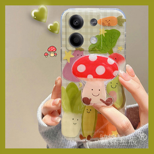 新款卡通蔬菜适用小米redmi红米note13pro+手机壳Note12Turbo透明13硅胶12Pro极速版12SE十带支架的12t防摔r