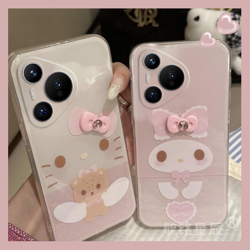 适用华为pura70pro+手机壳十pura70ultra可爱p60美乐蒂p50e立体p40蝴蝶结p30lite青春版p20小熊p10硅胶套p9女