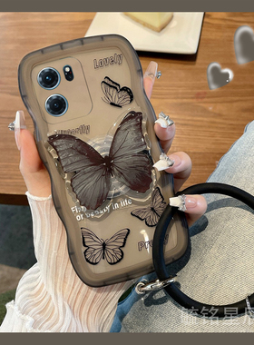 新款波浪边黑色蝴蝶适用华为honor荣耀Play9T手机壳8T透明7T带支架的7TPro手环6C女小众ins风全包por高级感6T