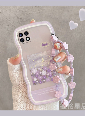 新款波浪边油画紫色花朵适用小米redmi红米k70至尊版手机壳13R软硅胶12R保护套K70Pro挂绳K70E手腕带透明K70S