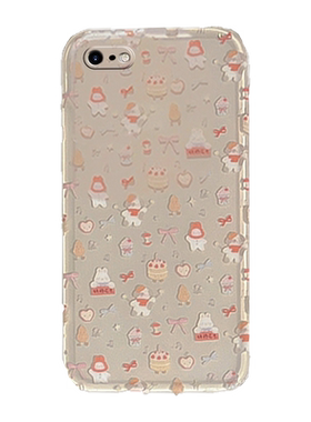 新款粉色系小碎花朵适用苹果x手机壳iPhone8Plus可爱se3透明的2硅胶7保护套6网红5小众xr防摔xsmax全包s女生4