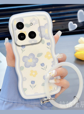 适用小米15手机壳14ultra新款14tpro蓝色15spro花朵ins风13波浪边12透明civi4硅胶3手腕带2防摔11创意郁金香9