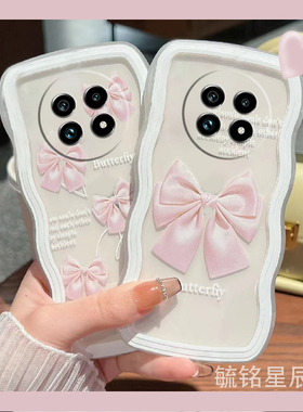 新款大波浪边框透明黑色粉色蝴蝶结适用realme真我GT6手机壳13Pro+小众V60高级感V60s简约13Pro至尊版十oppo