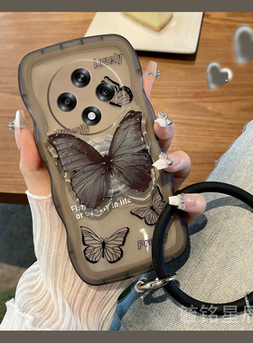 新款波浪边黑色蝴蝶适用OPPOA3手机壳A3Pro透明A2Pro带支架的A1Pro手环A1i女0ppo小众ins风全包opp0高级感A1s