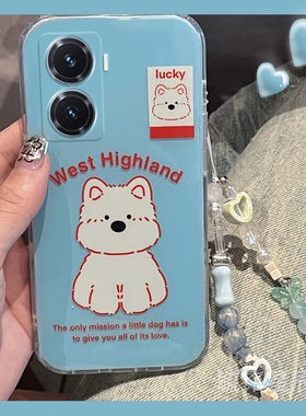 新款红色线条小狗适用vivoY77手机壳Y77e透明t硅胶的Y75腕带Y73挂绳Y70防摔ins风Y71全包Y76可爱t卡通Y67/Y66