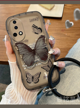 新款波浪边黑色蝴蝶适用华为nova13手机壳13pro透明12活力版12ultra带支架的11se手环10女9小众ins风8全包7/5