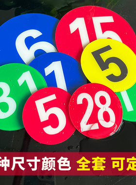 全套数字号码编号牌设备编号标牌位置排序餐厅餐桌贴房间门更衣柜试衣间机器蓝绿黑黄色亚克力圆形牌粘贴定制