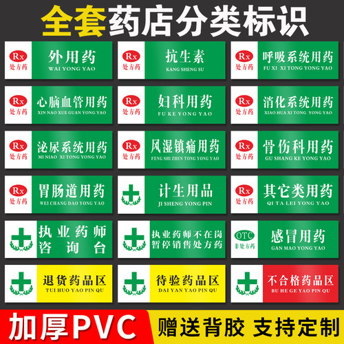 药店分类标识牌GSP认证标示提示