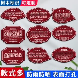 树牌植物绿化园林果树信息悬挂吊牌介绍爱护花草提示标牌信息牌铭牌树木挂牌学校公园植树节防雨防晒树木标识