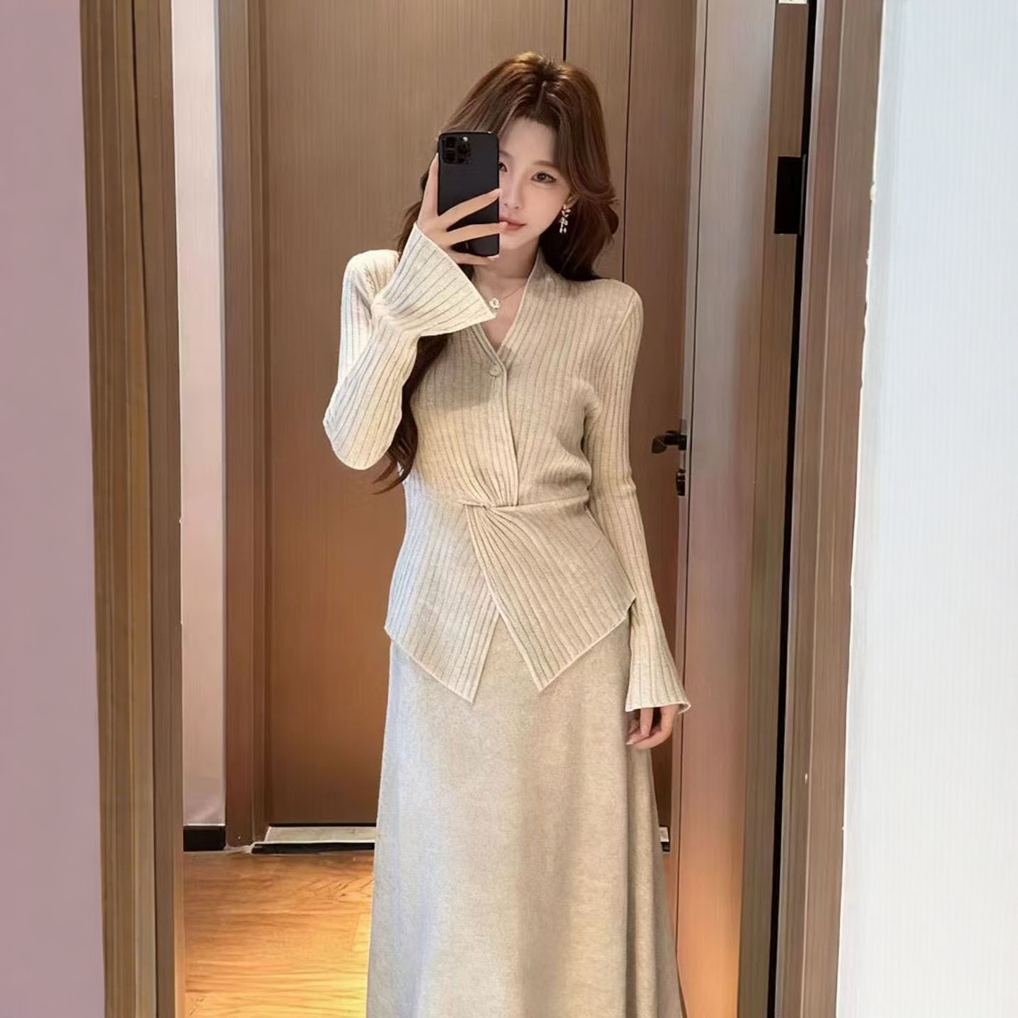 御姐范高级感气质保暖针织两件套