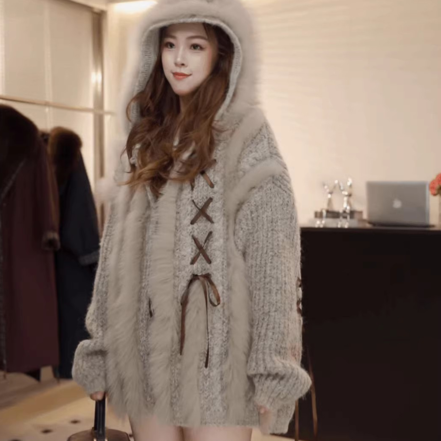 设计感小众系带高级感气质针织衫