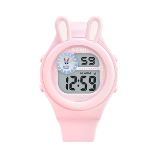 儿童看时间的手表小学生发光玩具可爱女孩防水兔子猫咪男孩电子表