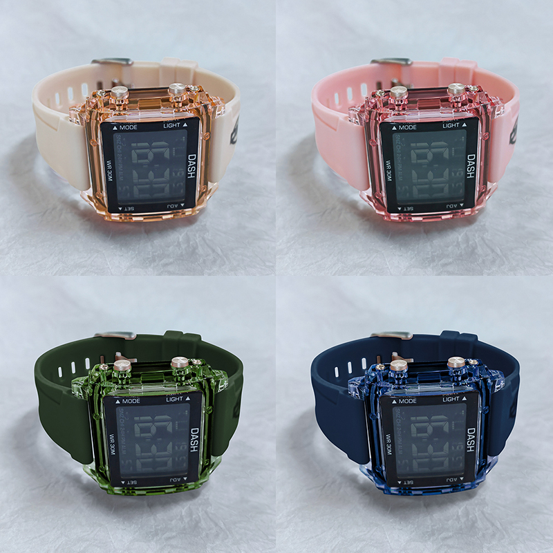 【龙年新款】果冻方形电子表