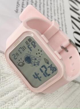 手表女学生简约闹钟计时防水运动韩版ins风儿童电子表潮流初高中