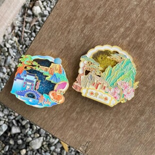 安徽黄山文创迎客松宏村流沙金属冰箱贴创意装饰旅游纪念品伴手礼