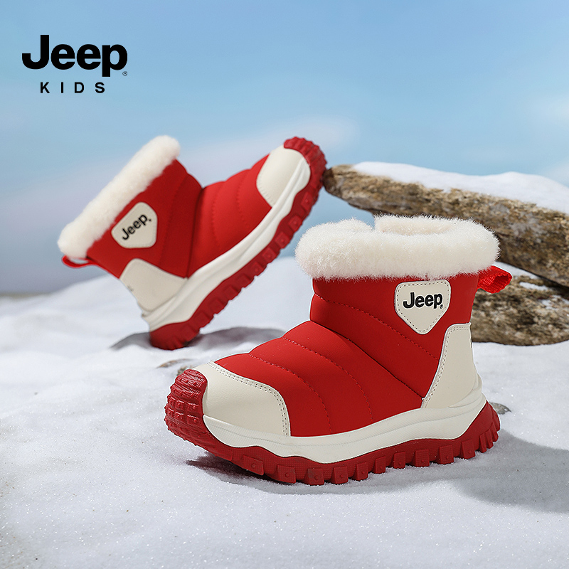 jeep女童保暖雪地靴加绒加厚棉靴