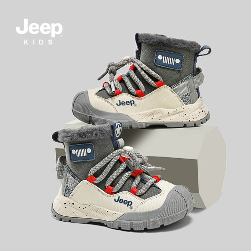 jeep儿童雪地靴冬季加绒男童棉鞋
