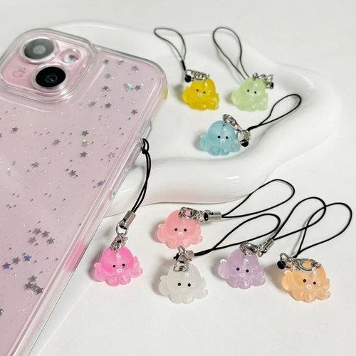 韩式奶呼呼迷你可爱小章鱼手机链果冻夜光小物件海洋生物背包挂件