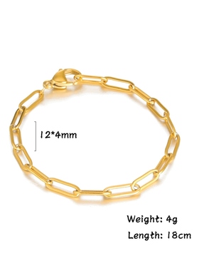 回形针手链欧美流行简约链条手链镂空回形针竹节不锈钢手链18K真