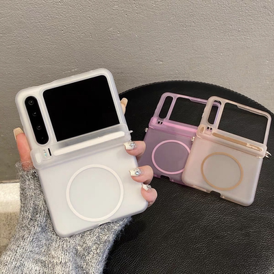 磨砂透明磁吸中轴折叠屏手机壳