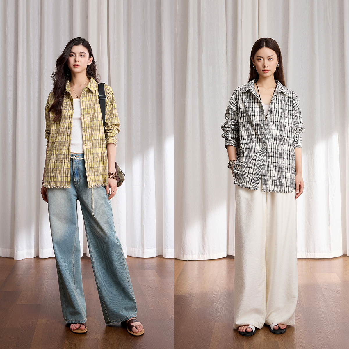 做旧毛边电影氛围慵懒男女款