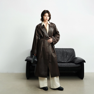 廓形外套 头层绵羊皮长款 长款 复古做旧油蜡皮 宾霸里衬 真皮风衣