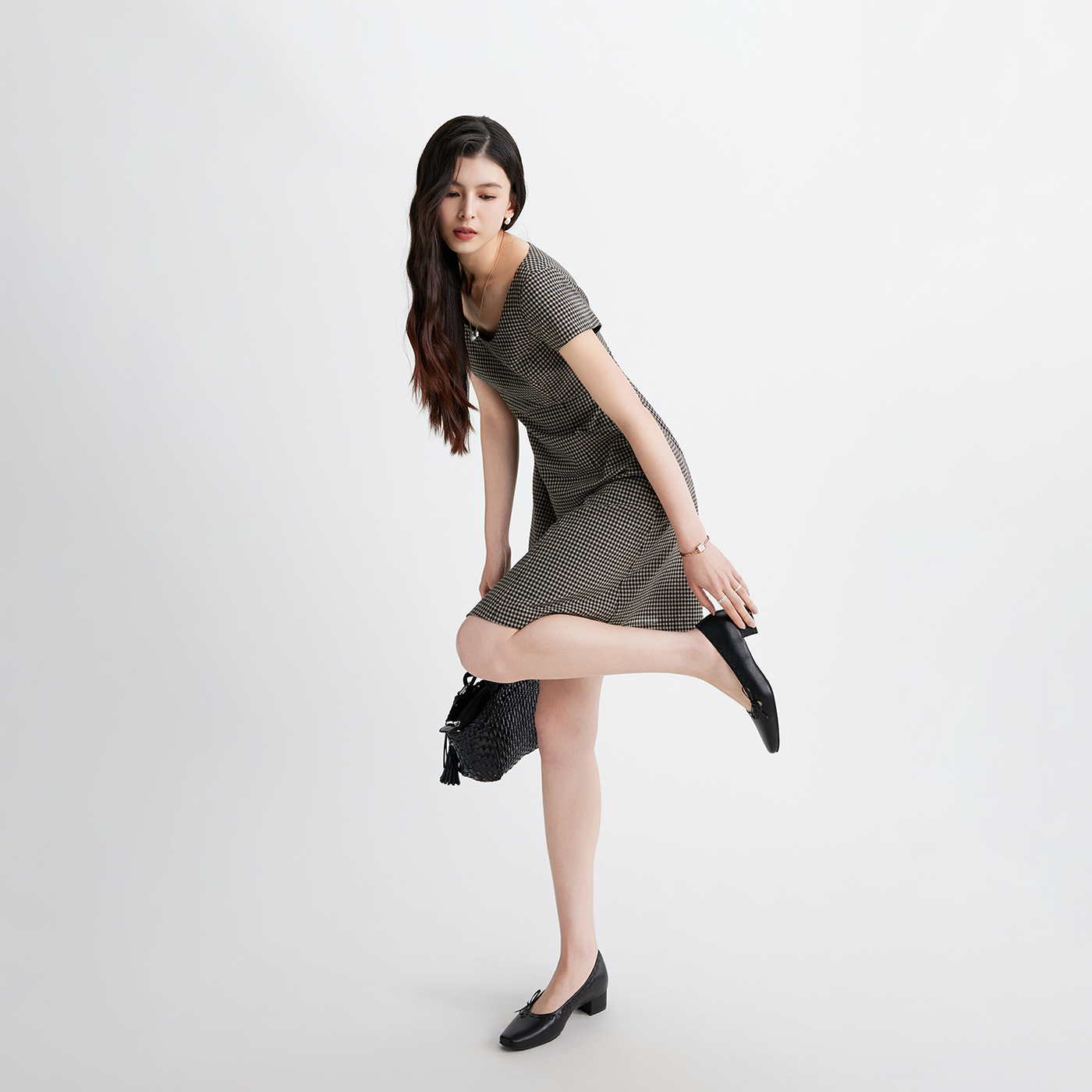 NAPPA头层牛皮手缝线方跟鞋 复古手工编织 四季百搭 3.5cm增高