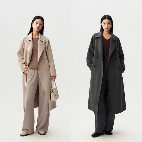 110高支羊毛羊绒混纺长款大衣