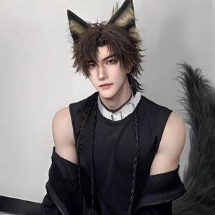 男生cos角色狐狸耳朵尾巴手作仿真猫二次元兽耳兽尾套装项圈