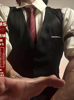 Cos西服背心马夹休闲西装马甲穿搭酒吧男模西装gogo英伦风cosplay