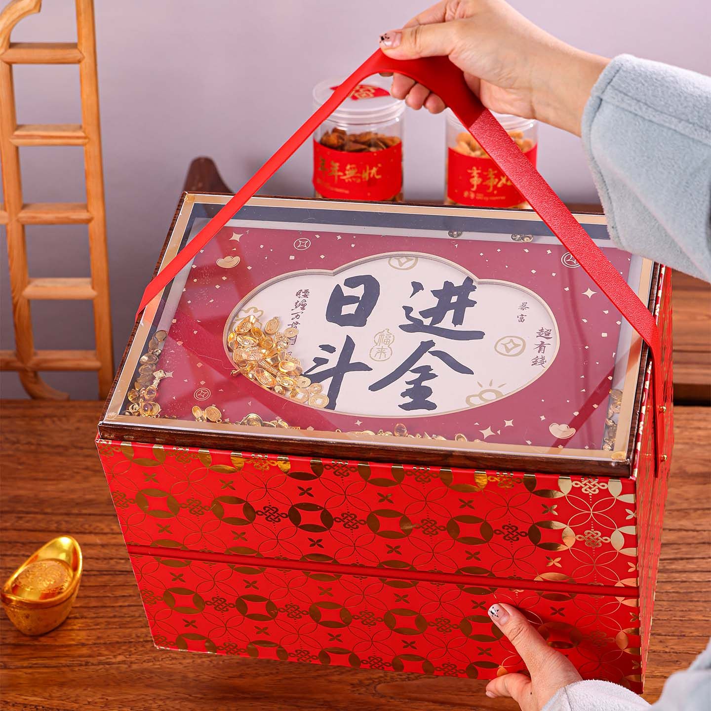 新年礼盒空盒子手提新款礼品包装盒新年大号礼物盒高级春节回礼盒