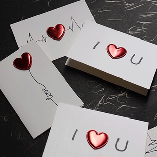 皮革爱心立体七夕情人节贺卡感谢贺卡情侣送礼小卡片感恩祝福卡