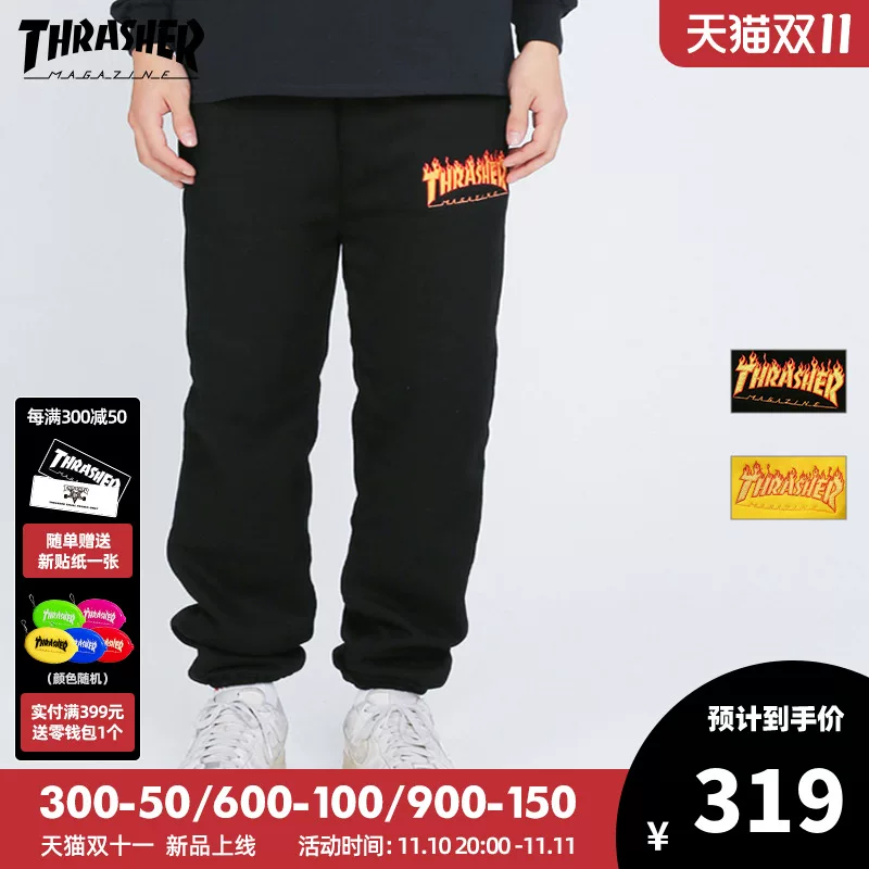 [THRASHER Official] Flame Sweatpants Flame Casual Printing Trend Terrace