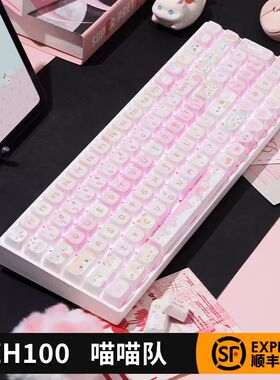 佐赫ZH100喵喵队机械键盘有线蓝牙客制化办公成品键盘