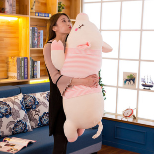 厂家毛绒玩具猪猪玩偶抱枕长条床上动物玩偶生日礼物女生可爱