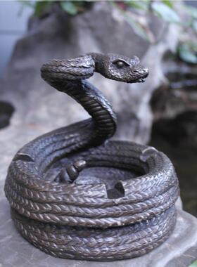 铜雕塑蛇烟缸烟灰缸实用摆件家居装饰品创意礼品客厅玄关书房摆设