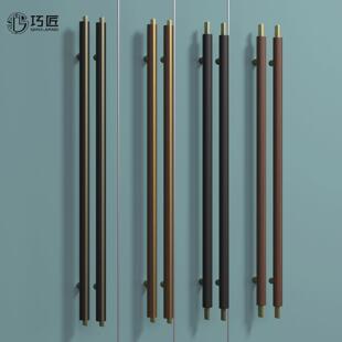 玻璃门拉手实木把手不锈钢实木门拉手店铺包间对开 大门把手胡桃