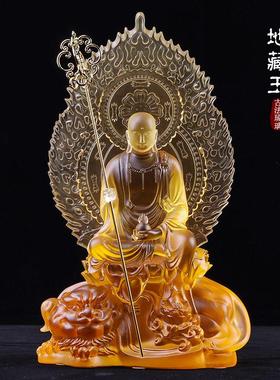 琉璃地藏王菩萨摆件佛像谛听坐骑家居佛堂供奉桌面中式禅意装饰