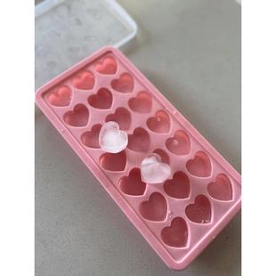 少女心ins冰块磨具！心形模具套装有盖子 矽胶的冰格真是太好脱模