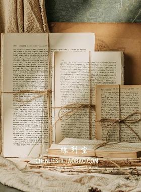 旧英文书页复古摆件背景纸背景布做旧英文老书页草坪婚礼拍照道具