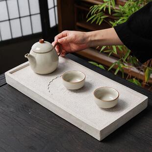 创意速干 干吸水茶盘自干简约家用托 托盘小号干泡台陶瓷石磨茶台