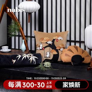 国风刺绣加厚异形节日装 蜡笔派晓兔轻舞抱枕中式 饰客厅靠枕靠垫
