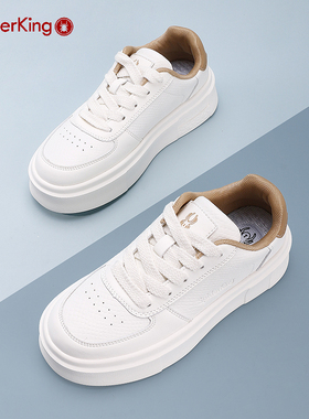 蜘蛛王女鞋春秋季厚底小白鞋女透气松糕休闲运动鞋四季百搭板鞋女