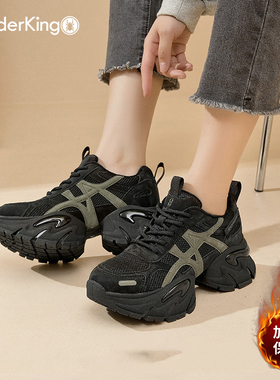 蜘蛛王女鞋2025冬季新款加绒保暖休闲运动鞋女复古厚底老爹鞋棉鞋