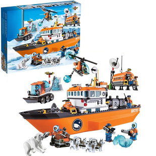 国产积木城市系列北极破冰船探险极地巨轮可漂浮益智玩具男60062