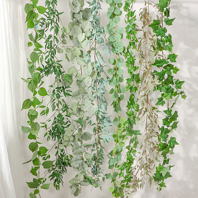 仿真尤加利藤条绿萝条橱窗装饰婚庆吊顶空调管缠绕布置柳叶枝藤蔓